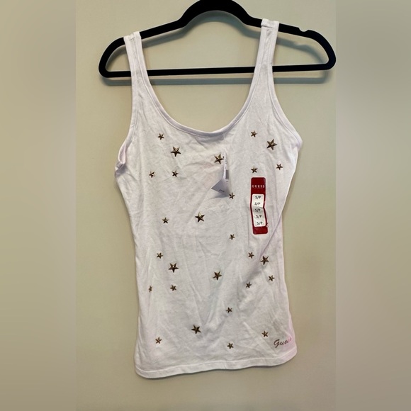 Guess White Star Embellished Sleeveless Tank Top Small NWT - Picture 1 of 3